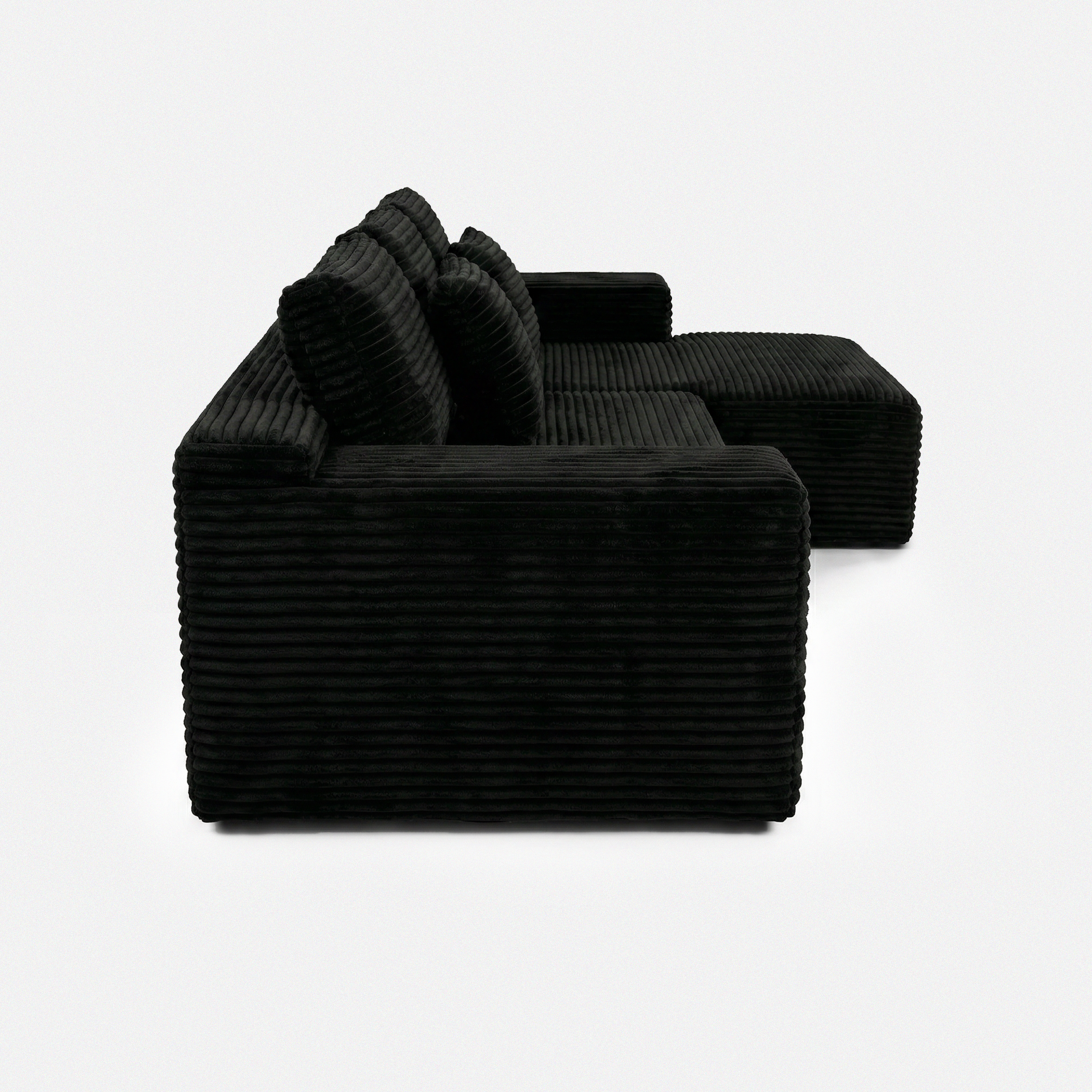 Side view of Lune L-Shape Sectional with chaise end and layered cushions