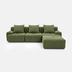 Haven Oversized Sleeper Sectional Sofa in emerald plush corduroy with deep cushions