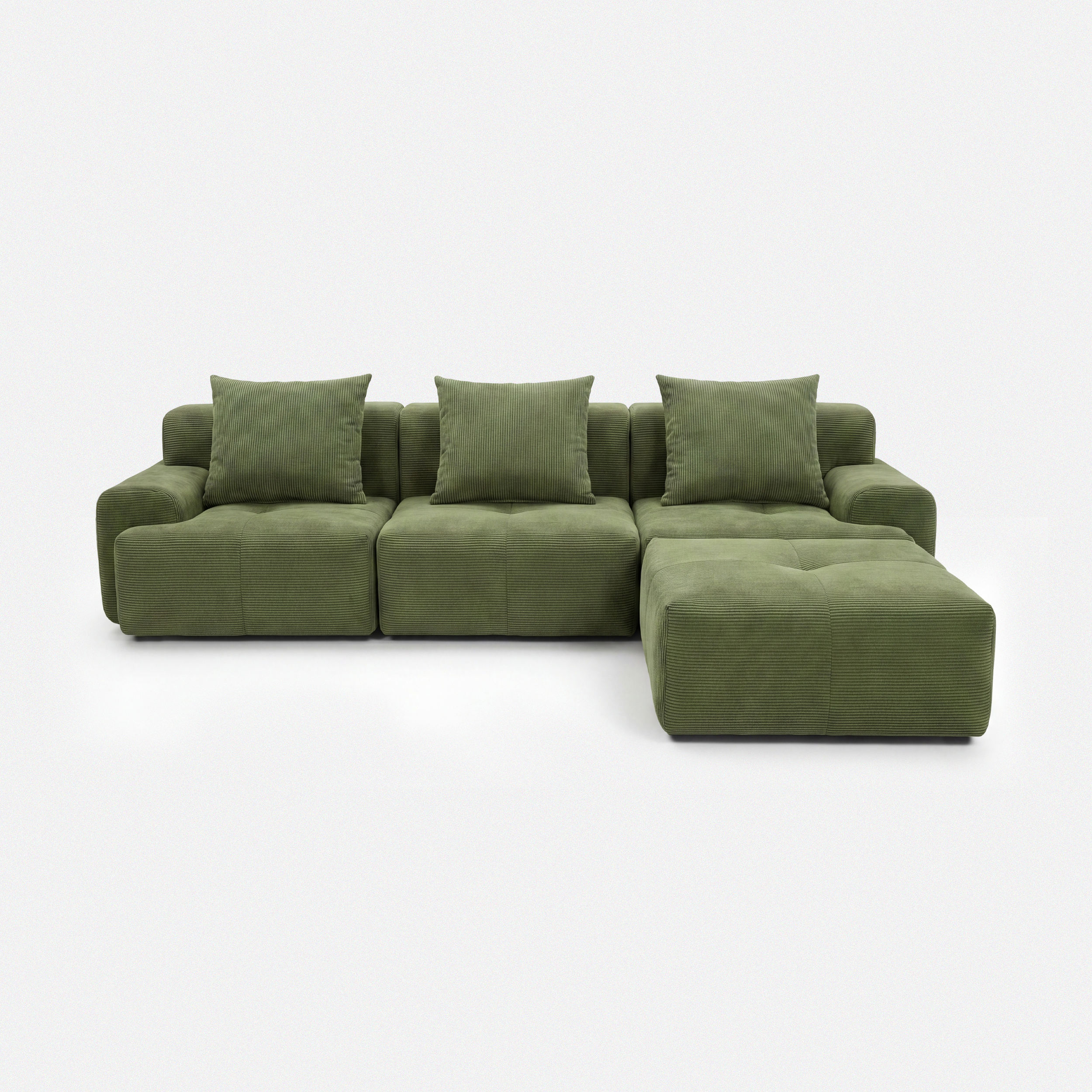 Haven Oversized Sleeper Sectional Sofa in emerald plush corduroy with deep cushions