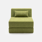 Moss Convertible Chair Bed with compact armless design and soft moss green upholstery