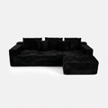 Lune Corduroy L-Shape Sectional in black plush corduroy with chaise seating