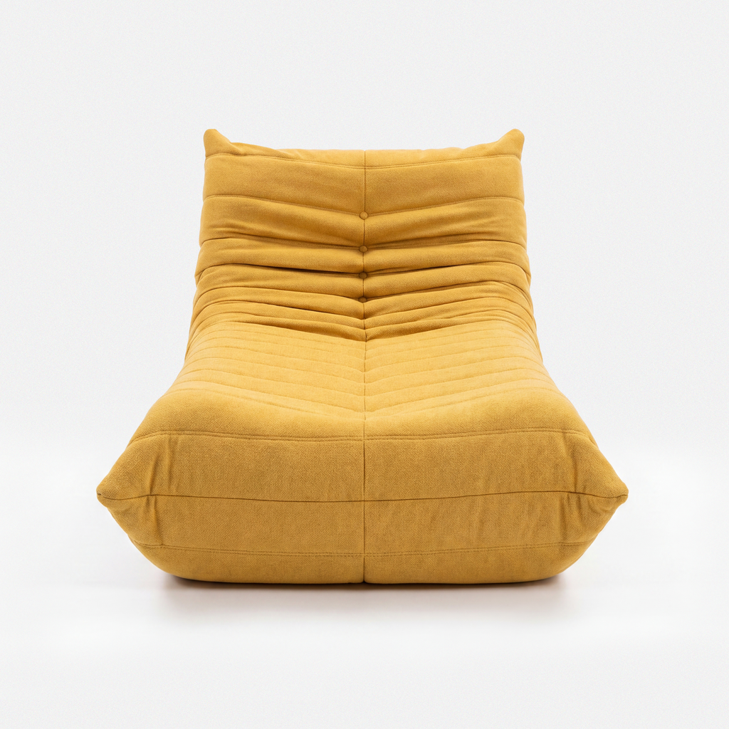 Caterpillar Cream Chaise Lounge in Yellow with sculptural curved lounge design