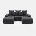Noma Modular Lounge Set in Charcoal with double chaise layout and plush corduroy texture