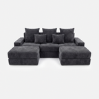 Noma Modular Lounge Set in Charcoal with double chaise layout and plush corduroy texture