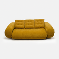 Tovo Plush Pillow Sleeper Sofa in yellow with soft pillow-style cushions