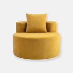 Cloud Round Accent Lounge Chair in Yellow with round seat, raised sides, and soft pillow