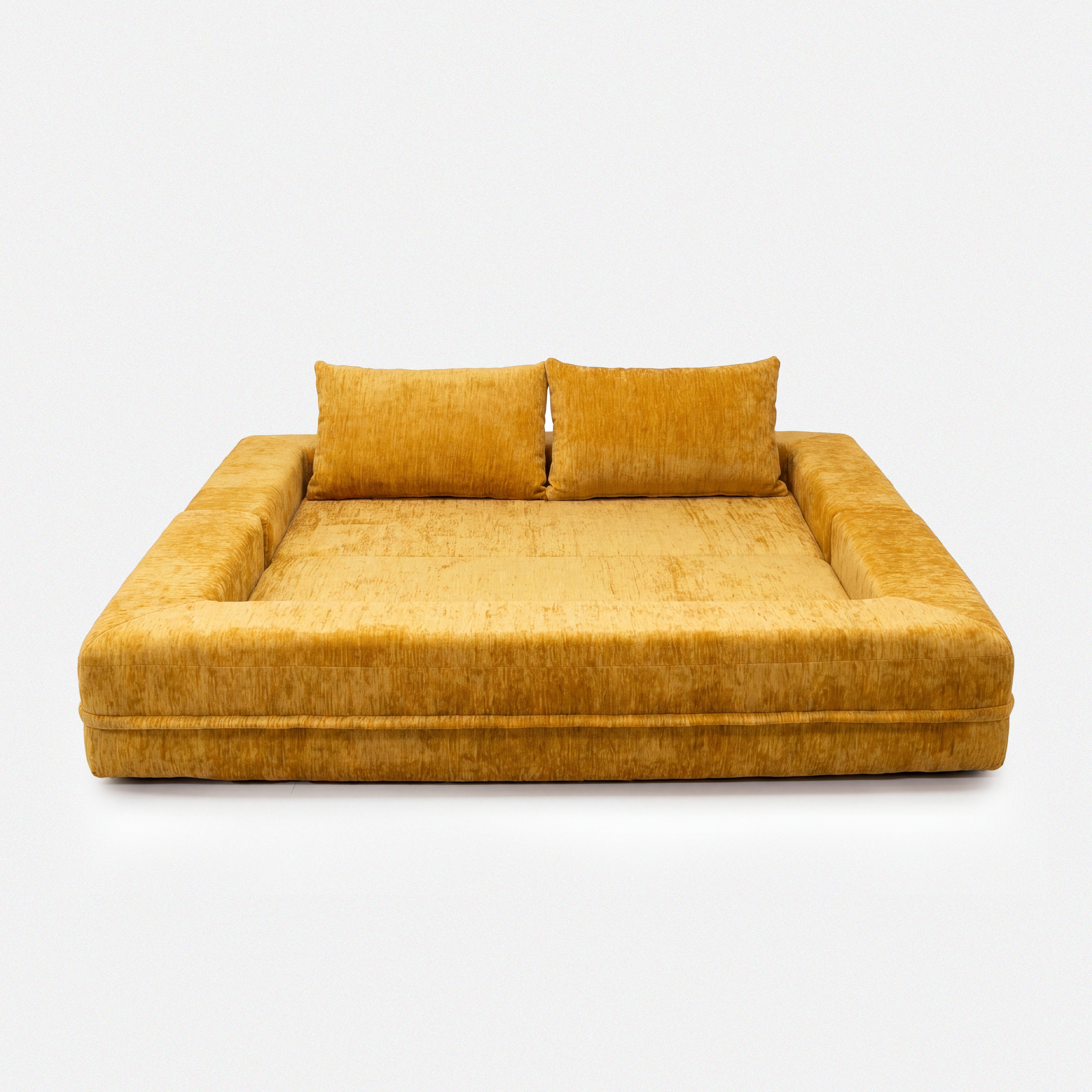 Nido Lounge Bed Sofa in Yellow shown as a spacious lounge bed layout