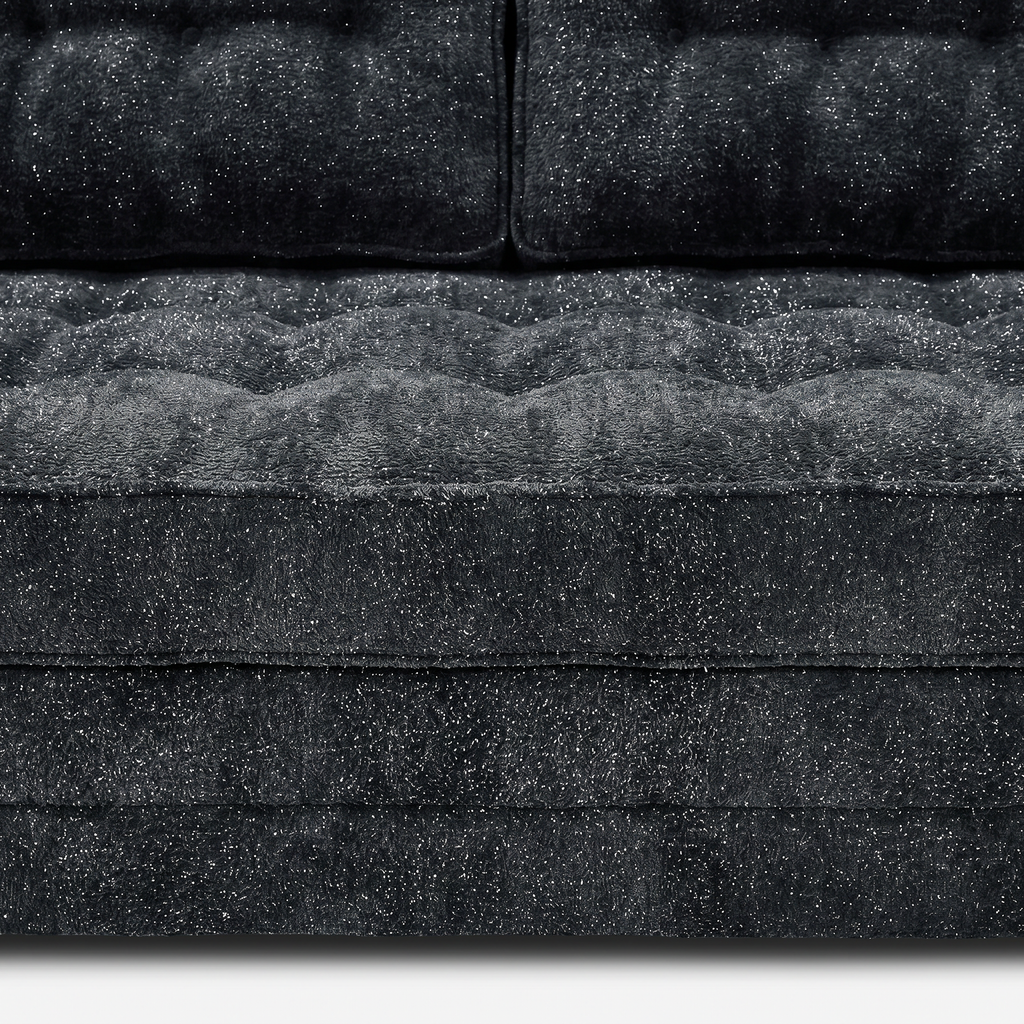 Milo Plush Sleeper Loveseat in Black with plush cushion and backrest detail