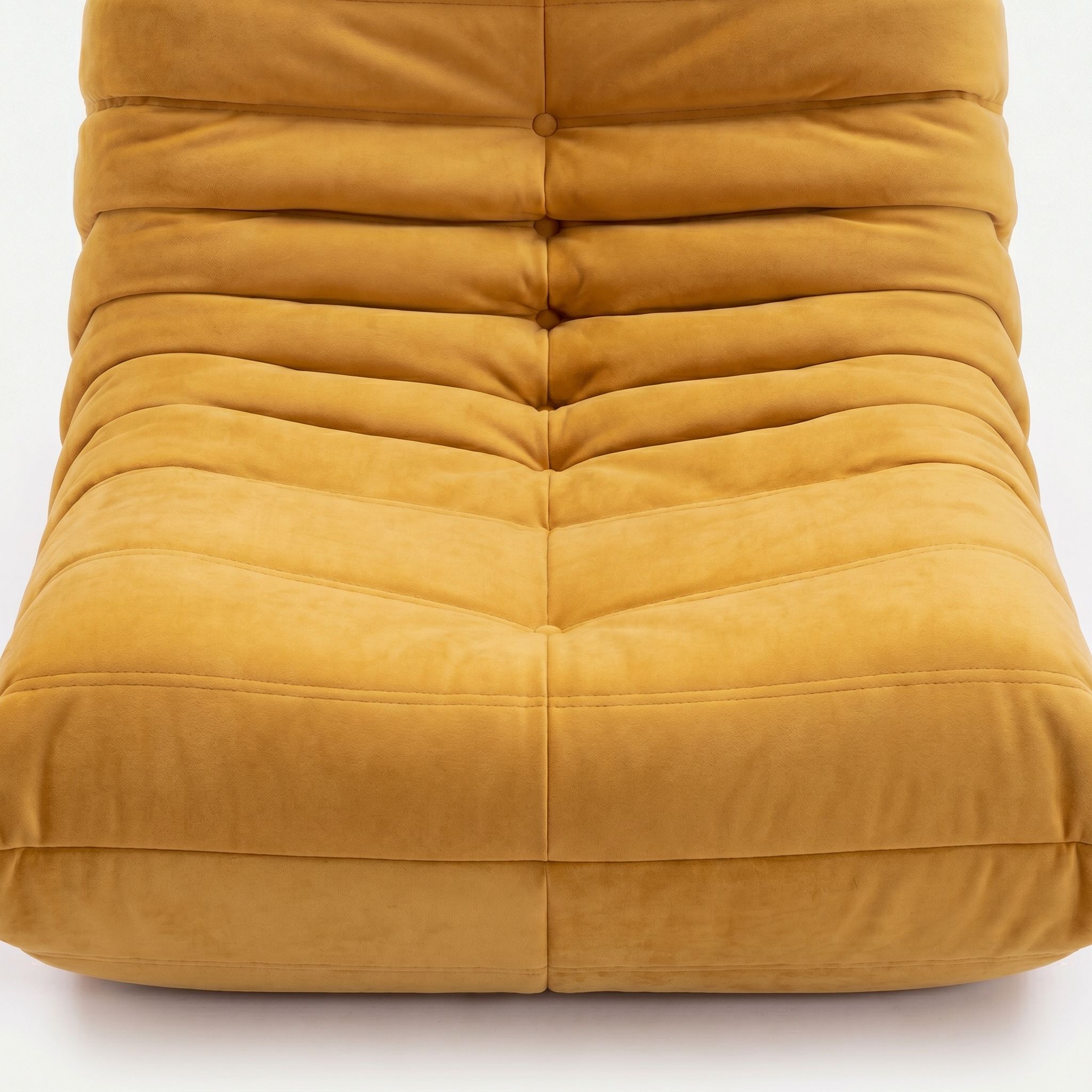Noma Floor Lounge Chair seat detail with plush pleated cushioning