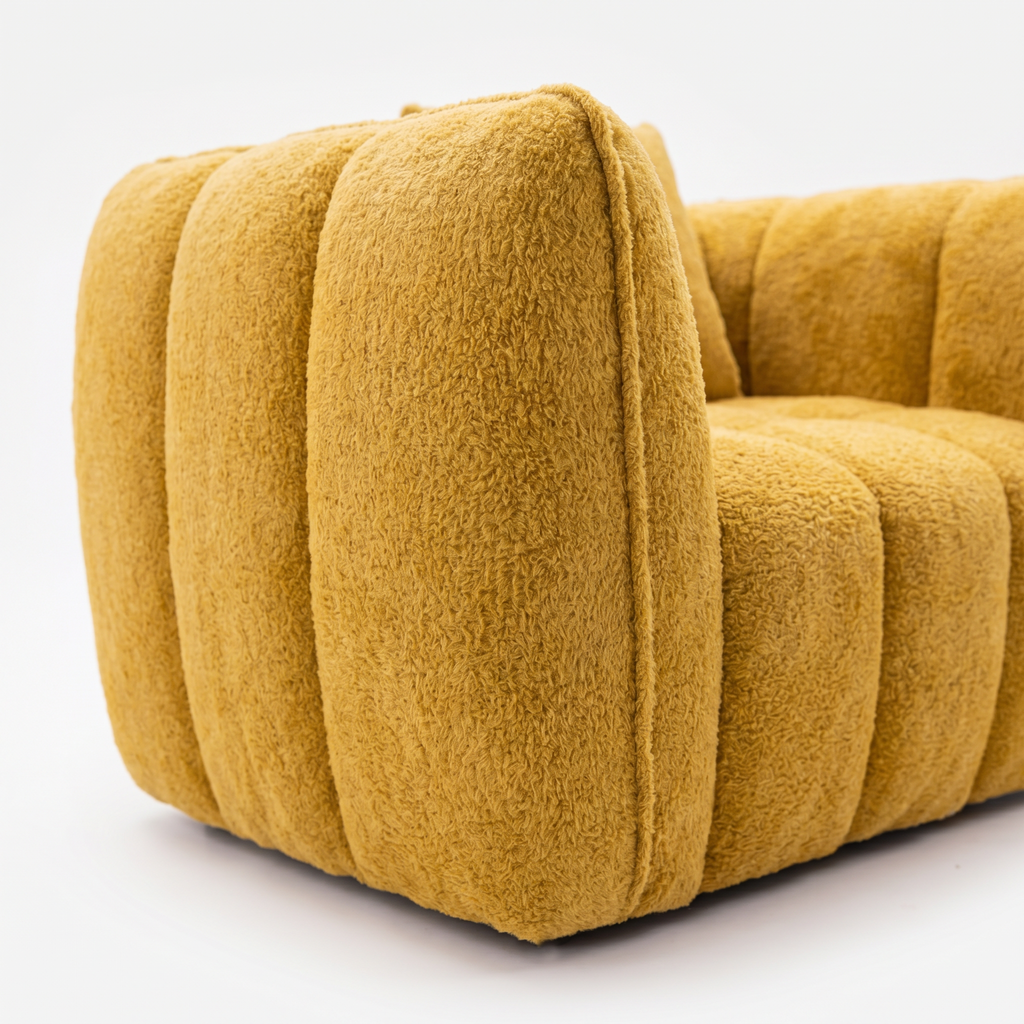 Melo Plush Accent Lounge Chair back view with rounded cushion structure