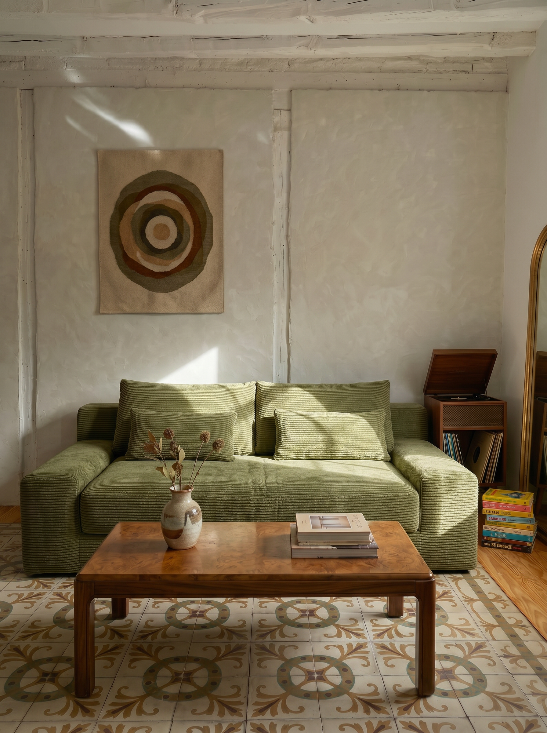 Haven Low-Profile Sleeper Sofa in Moss styled for soft everyday comfort