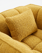 Melo Plush Accent Lounge Chair in Yellow with plush pillow and seat detail