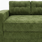 Milo Plush Sleeper Loveseat in Forest Green with plush cushion and backrest detail
