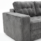 Milo Plush Sleeper Loveseat in Gray with plush armrest, cushion, and backrest detail