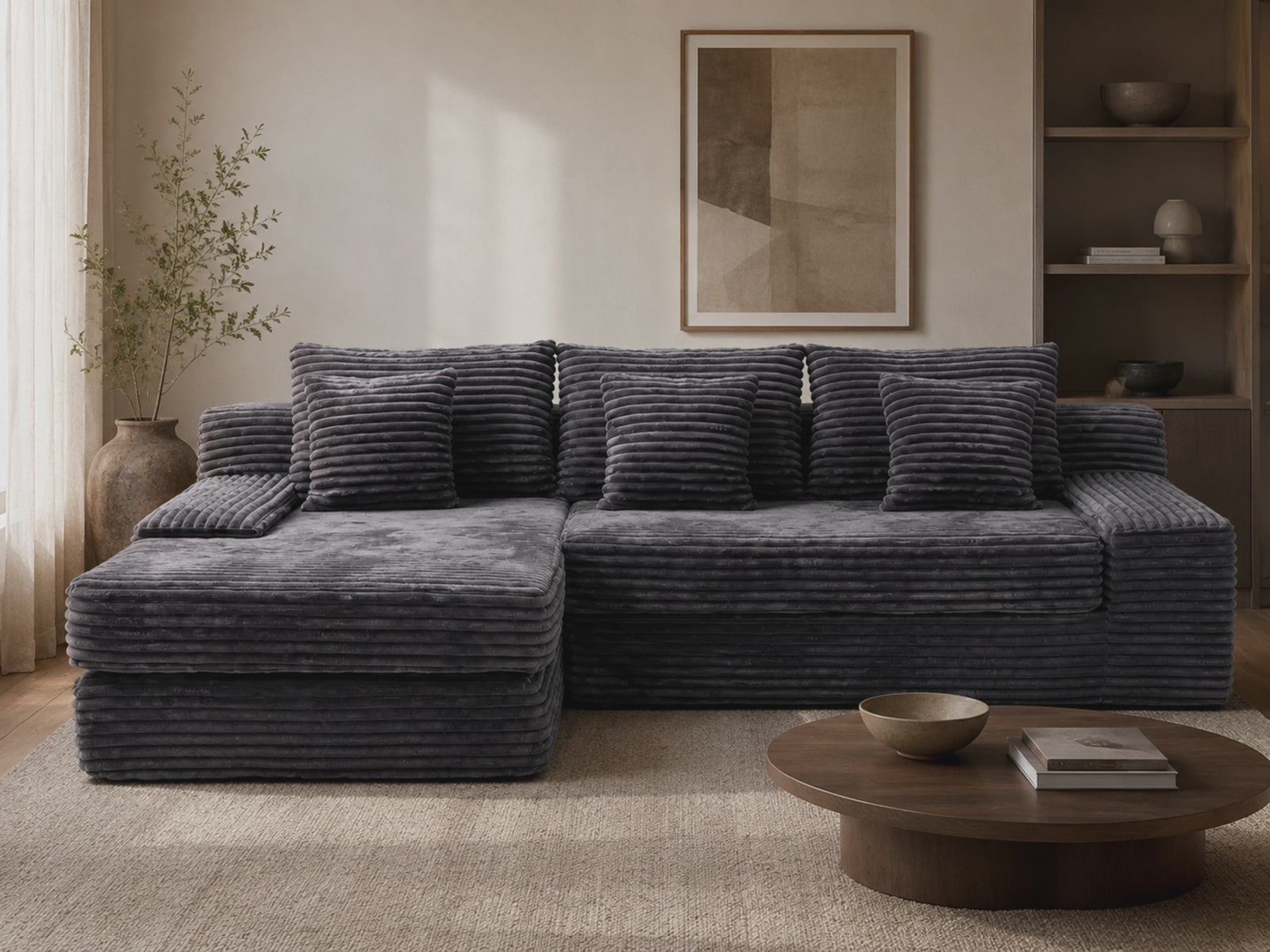 Rumi Chaise Sectional Sofa video showing flexible layouts for corner, open-plan, and studio spaces