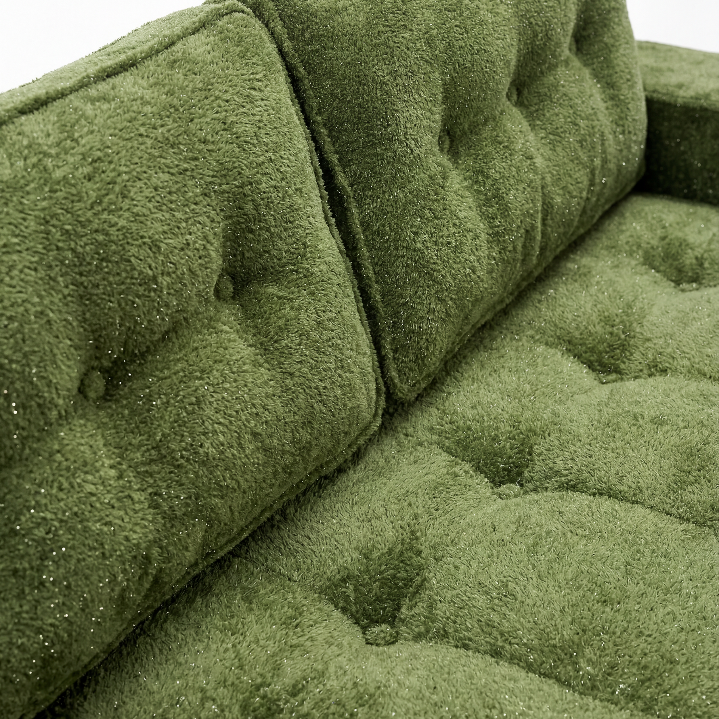 Milo Plush Sleeper Loveseat in Forest Green with tufted backrest and cushion detail
